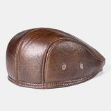 Genuine,Leather,Thickness,Cotton,Windproof,Protection,Forward,Beret