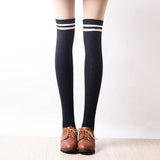 Vintage,Women,Winter,Stripes,Cotton,Socks,Extra,Thigh,Stockings
