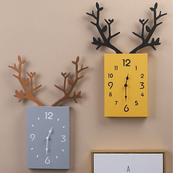 Simple,Wooden,Antler,Clock,Roman,Numerals,Office,Decor