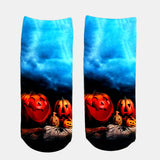 Halloween,Pumpkin,Funny,Print,Socks,Cartoon,Female