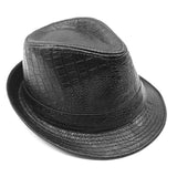 Leather,Crocodile,Pattern,Outdoor,Brimmed,Fedora