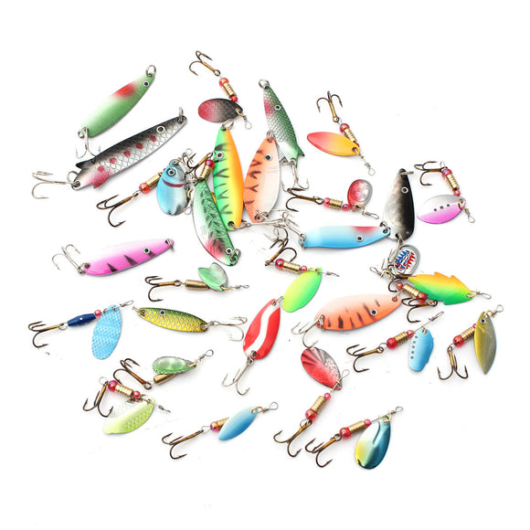 ZANLURE,30pcs,Assorted,Spinner,Baits,Metal,Fishing,Lures,Hooks,Tackle