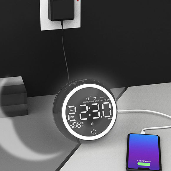 Night,Light,Bluetooth5.0,Speaker,Alarm,Clock,Radio,Desktop,Clock,Phone,Charger,Radio