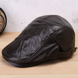 Genuien,Leather,Solid,Color,Casual,Forward,Beret