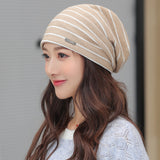 Women,Cotton,Stripe,Pattern,Solid,Color,Empty,Turban,Headband,Beanie,Knitted