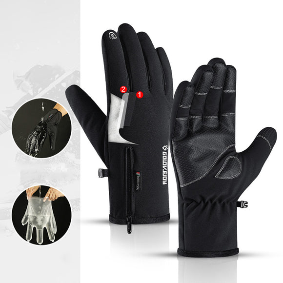 Outdoor,Waterproof,Gloves,Quarter,Zipper,Touch,Screen,Women,Riding,Sports,Hiking,Skiing,Thickening