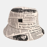 Unisex,Newspaper,Pattern,Cotton,Broad,Sunscreen,Visor,Fashion,Casual,Bucket
