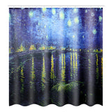 180x180cm,Rhone,River,Night,Bathroom,Shower,Curtains,Toilet,Cover