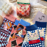 Unisex,Japan,Style,Creative,Illustration,Patchwork,Color,Couple,Socks