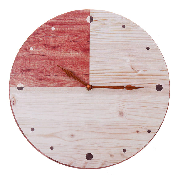 Retro,Round,Wooden,Clock,Digital,Round,Office,Decor