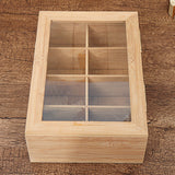 Compartments,Wooden,Glass,Cover,Container,Teabags,Display,Storage