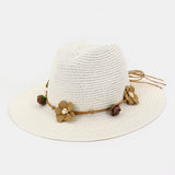 Women,Sunscreen,Travel,Beach,Flower,Decoration,Elegant,Straw