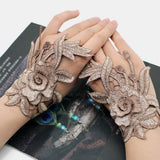 Women,Floral,Wristband,Decorated,Ethnic,Embroidered,Gloves,Wristband