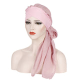 Women,Forehead,Cross,Beanie,Solid,Color,Fashion,Chiffon