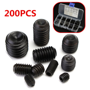 200pcs,Socket,Screws,Assortment,Black,Grade,Alloy,Steel