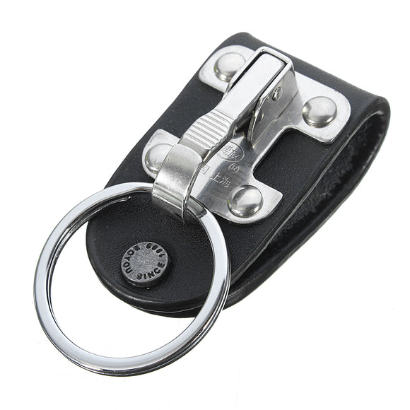 Quick,Release,Holder,Detachable,Stainless,Steel,Black,Leather,Chain,Keyring
