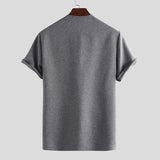 Men's,Solid,Short,Sleeve,Round,Comfortable,Breathable,Blouse,Casual,Camping,Hiking