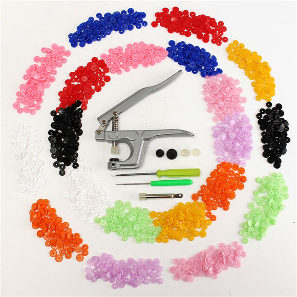 Button,Fastener,Pliers,350Pcs,Resin,Plastic,Poppers,Buttons