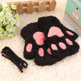 Women,Girls,Fluffy,Plush,Fingerless,Gloves,Glove,Winter,Mittens