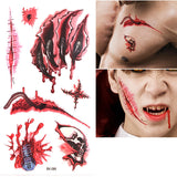 Halloween,Props,Tattoo,Stickers,Horror,Simulation,Wound,Realistic,Blood,Scars,Scratches,Stitch,Pattern