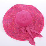 Women,Folding,Woven,Brimmed,Bucket,Outdoor,Beach,Dress,Visor,Bowknot