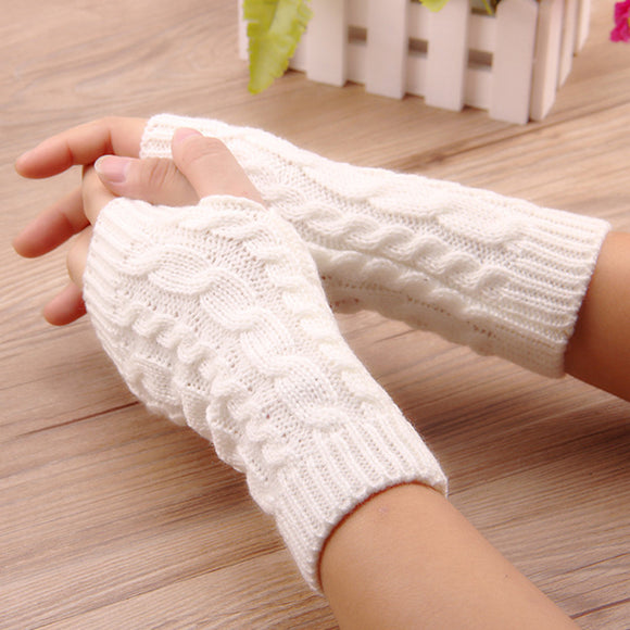 Women,Winter,Warmer,Gloves,Thick,Crochet,Knitting,Fingerless,Gloves