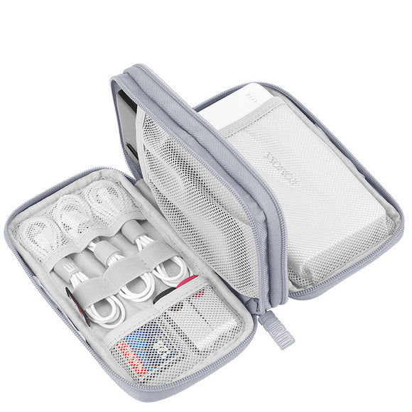 Double,Layer,Digital,Storage,Waterproof,Headphone,Power,Organizer,Travel,Pouch