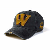 Unisex,Letter,Embroidery,Denim,Washed,Baseball,Vintage,Adjustable,Snapback
