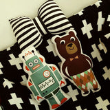 Robot,Panda,Brown,Throw,Pillow,Office,Cotton,Cloth,Cushion,Decor