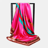 Women,Imitation,Floral,Stripe,Pattern,Elegant,Square,Scarf,Shawl