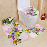 Butterfly,Flower,Pattern,Shower,Curtain,Toilet,Cover,Pedestal,Waterproof,Bathroom,Decoration