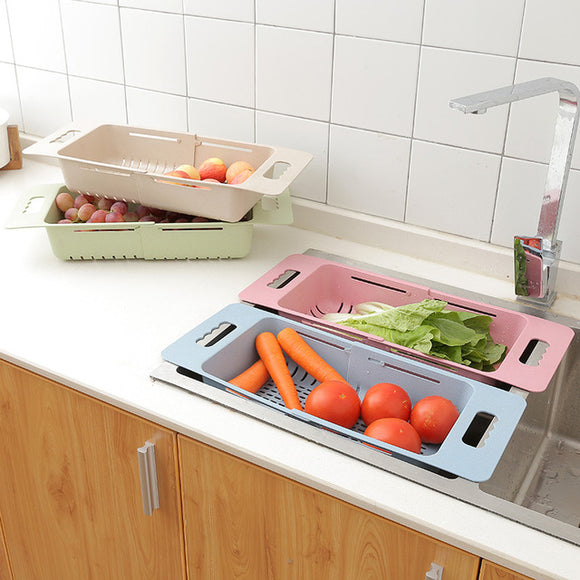 Kitchen,Plastic,Drain,Basket,Retractable,Tableware,Vegetable,Shelf,Storage,Drain