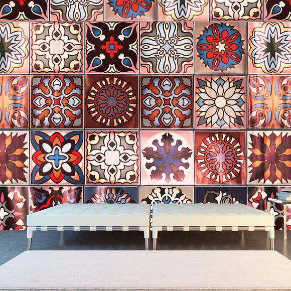 Moroccan,Style,Geometric,Symmetry,Adhesive,Sticker,Kitchen,Walls,Decor