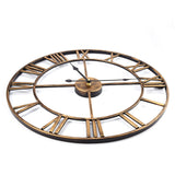 Loskii,Creative,Clock,Living,Round,Hollow,Wrought,Metal,Vintage,Clock