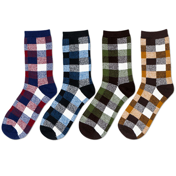 Fashion,Spell,Color,Plaid,Breathable,Cotton,Casual,Socks