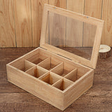 Compartments,Wooden,Glass,Cover,Container,Teabags,Display,Storage