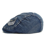 Fashion,Vintage,Pocket,Design,Denim,Beret,Duckbill,Buckle,Cabbie