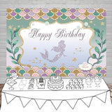 Little,Mermaid,Sweet,Birthday,Party,Backdrop,Decorations,Background,Photography,Props