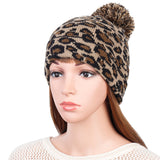 Women,Winter,Casual,Leopard,Print,Pompoms,Knitted,Beanie