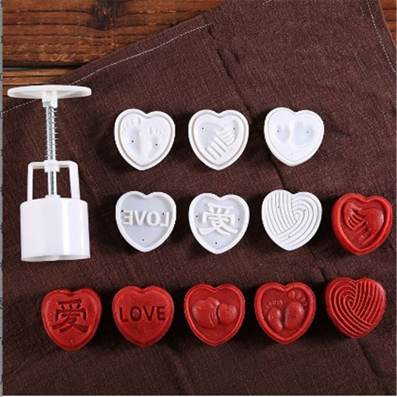 Heart,Stamps,Mould,Mooncake,Festival,Baking,Accessories