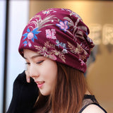 Women,Ethnic,Style,Beanie,Scarf,Double,Layers,Cotton,Skull