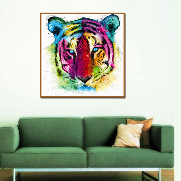 Miico,Painted,Paintings,Abstract,Colorful,Tiger,Decoration,Painting