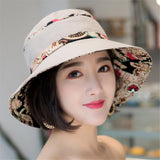 Women,Summer,Printed,Cotton,Fisherman,Foldable,Sunshade,Bucket
