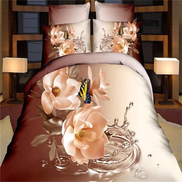 Flower,Butterfly,Bedding,Pillowcase,Quilt,Duvet,Cover,Bedding
