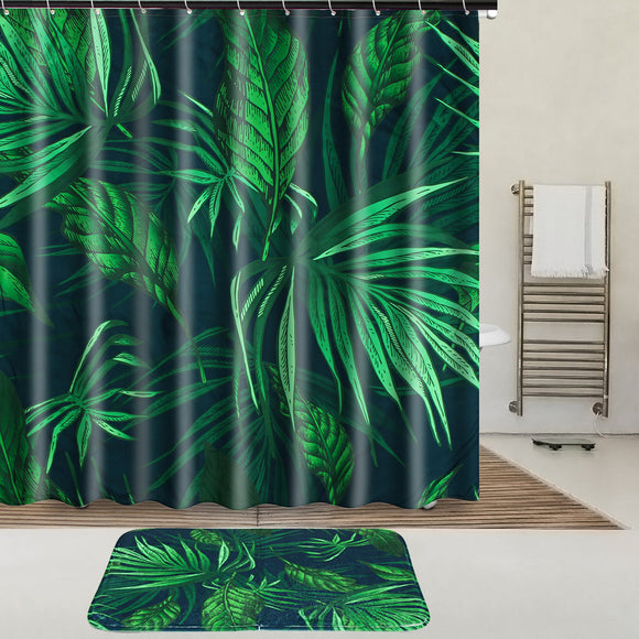 Tropical,Plants,Waterproof,Shower,Curtain,Fabric,Hooks,Polyester,Bathroom