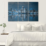 Miico,Painted,Three,Combination,Decorative,Paintings,Harbor,Night,Decoration