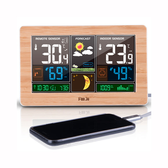 FanJu,FJ3378,Digital,Alarm,Clock,Weather,Station,Indoor,Outdoor,Temperature,Humidity,Watch