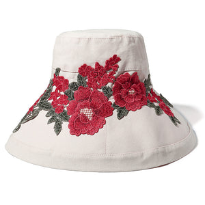 Women,Summer,Outdoor,Embroidery,Flower,Casual,Sunshade,Visor