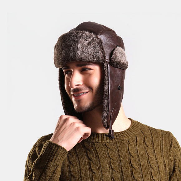 Leather,Velvet,Winter,Protection,Solid,Color,Leather,Hunting,Trapper