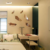 Silver,Feather,Mirror,Sticker,Mural,Bedroom,Decoration